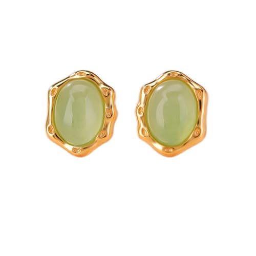 Boucles d'oreilles Jade Stud pour femmes en argent sterling plaqué or
