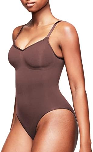 YOSHUYUKI Shapewear Bodysuit for Women Tummy Control Thong Seamless Faja Sculpting Body Shaper Suits Clothing Tops Brown