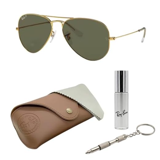 Ray-Ban RB3025 Óculos de sol clássicos em forma de aviador com kit de óculos – protetores de nariz ajustáveis – Óculos de sol retrô, Armação dourada polida Arista | Lente verde G-15 polarizada, 58mm