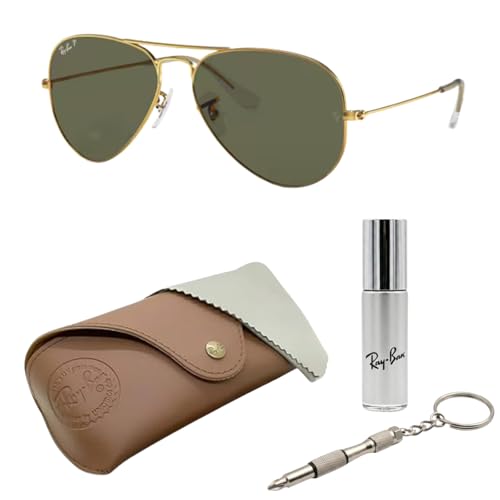 Image of Ray-Ban RB3025 CLASSIC AVIATOR POLARIZED Sunglasses for Men & Women with Official Eyewear Kit