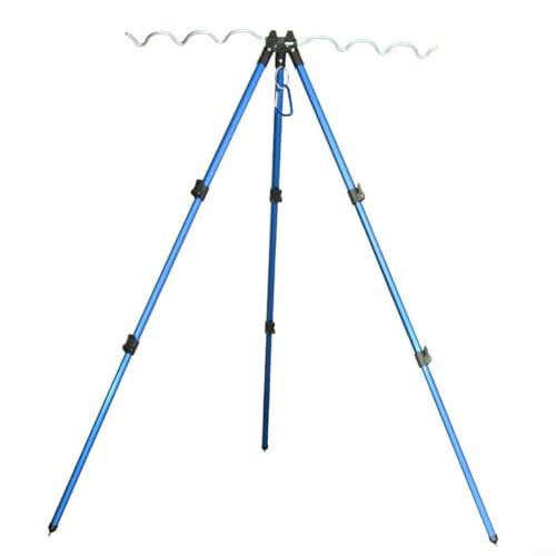 Fishing Rods Tripod Stand Rest For Sea Beach Shore Pier Tackle Telescopic, Retractable Fishing Bracket Tripod Aluminum Foldable Fishing Rod Pole Holder(B Blue)