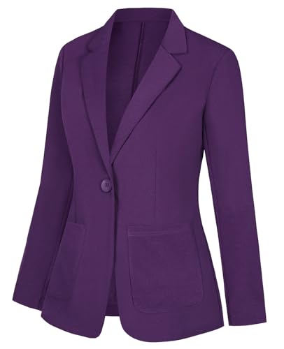 Blazers for Women Long Sleeve Button Front Blazer Notch Lapel Casual Work Office Suit Jackets with Pocket2