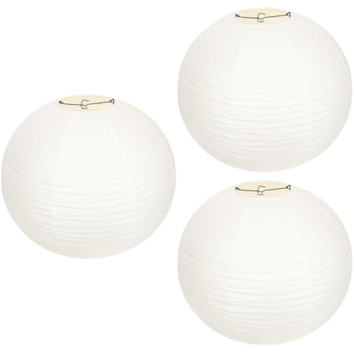 DOITOOL ランプシェード 無地 40cm 和紙ランプシェード 3個入り ペンダント ラウンド 紙 シャンデリア ランプ シェード 和風 照明カバー ライト カバー 交換用 DIY 吊り下げ 天井 交換用ランプシェード ランプ プロテクター 用 自宅