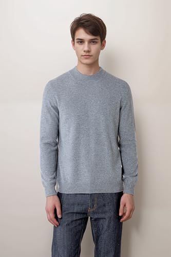 Mongolian Cashmere Mock Neck Sweater for Men - 100% Pure Cashmere Crewneck Casual Sweater4