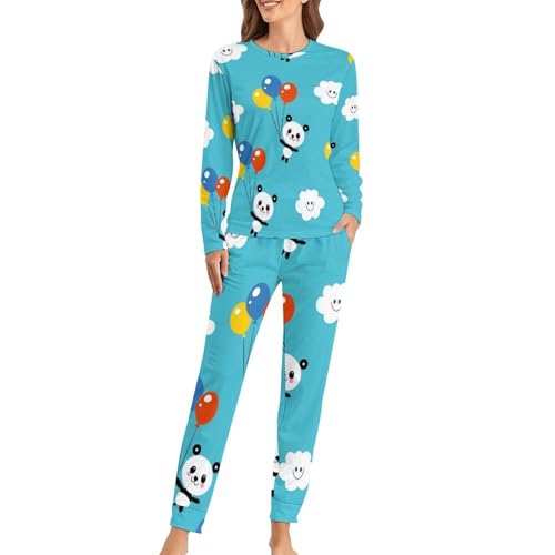 Pyjama panda femme pour soirées cocooning en pantalon et manches longues