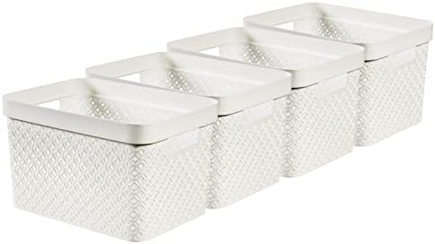 Curver Terrazzo x4 Large Rectangular Storage Basket 17L - Grey