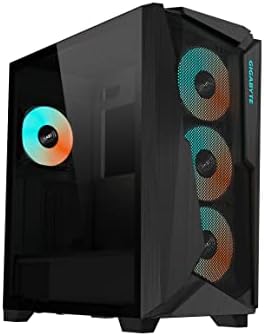 GIGABYTE C301 Glass - Black Mid Tower PC Gaming Case, Tempered Glass, USB Type-C, 4X ARBG Fans Included (GB-C301G)