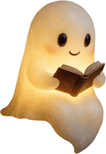 XUDUOO Nachtgeist Lampe Ghost Buchlampe Halloween Geisterlampe Deko Led Geistlampe Night Light Geschenke für Kinder Batteriebetrieb Geister Statue Decorations Für Zuhause Wohnzimmer Schreibtisch