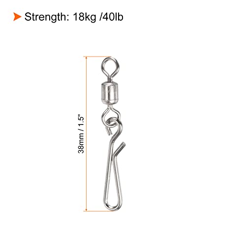 PATIKIL Fishing Rolling Swivel with Hanging Snap, 60 Pack 40lb Stainless Steel Fishing Terminal Tackle, Silver - Image 2