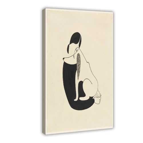 Décoration murale pour bureau avec cette impression giclée femme avec chien