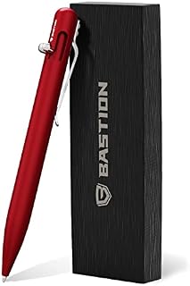BASTION Aluminum Bolt Action Pen with Gift Case - Luxury Executive Retractable Lightweight Metal Pen - Ink Refillable Office Pocket EDC Fine Point Writing Ballpoint Pens for Men & Women