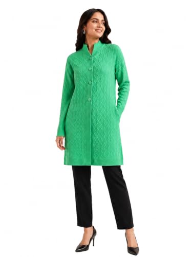 Image of HAUTEMODA Women's Wool Banded Collar Cardigan