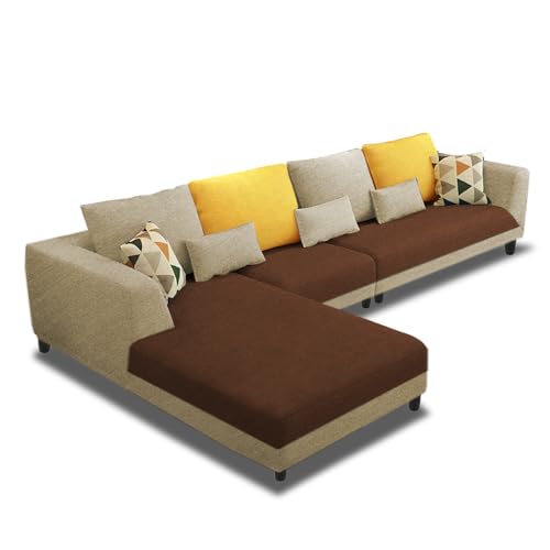 Image of Galib LHS 6 Seater L Shape Sofa Set for Living Room (Cream Brown Fabric) Premium Fabric Sofa