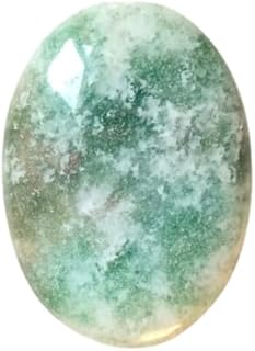 احجار كريمة طبيعية نادرة - عقيق طحلبي بيضاوي الشكل، مثقوب، شكل خاتم او قلادة، طول 3 سم، وجه مزدوج 6