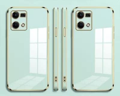 Image of Apurb Store for Oppo F21 Pro 4g Plating Square Gold Frame Phone Case Luxury Soft Silicone Back Cover (for Oppo F21 Pro 4g, Mint Green)