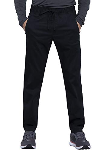 Cherokee Men Scrubs Pant Natural Rise Jogger with Zip Cargo Pocket WW012S, M Short, Black