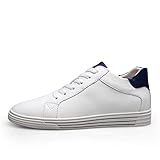 ETZRYSYB Chaussures Oxford de luxe pour homme - Chaussures décontractées en cuir blanc à lacets - Marque d'automne - Chaussures plates confortables pour homme - Baskets tendance, blanc, 45 1/3 EU
