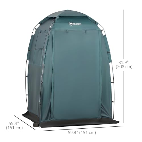 Outsunny 60" x 60" x 82" Shower Tent Extra Wide Changing Room Privacy Portable Camping Shelters with Windows & Floor Mat image 2