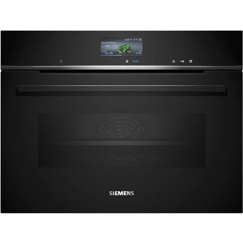 Siemens CS736G1B1, Smarter iQ700 Einbau-Kompaktdampfbackofen, 60 x 45 cm, Schwarz, Made in Germany, Dampfgaren, Hydrolyse Selbstreinigung, Touchscreen, Air Fry, 4D Heißluft, Backautomatik, Pizzastufe