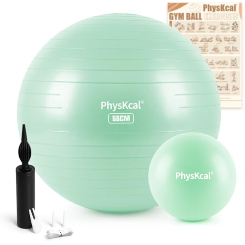 PhysKcal 55 cm Hell-Türkis Gymnastikball Ergonomischer Sitzball für Büro