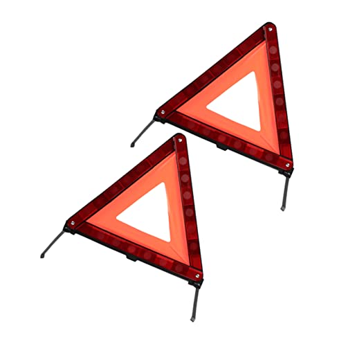 Beatifufu Roadside Hazard Warning Sign Kit 2pcs Triangle Warning Sign Led Triangle for Cars