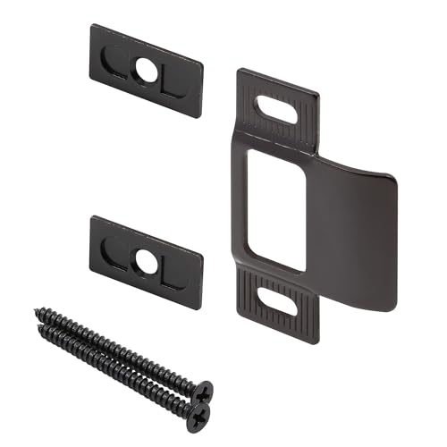 Image of Prime-Line U 94867 2-3 /4 in. x 2-1 /8 in. Adjustable Strike, Three Piece, Bronze (1 Set) | Three Piece, 1 Set