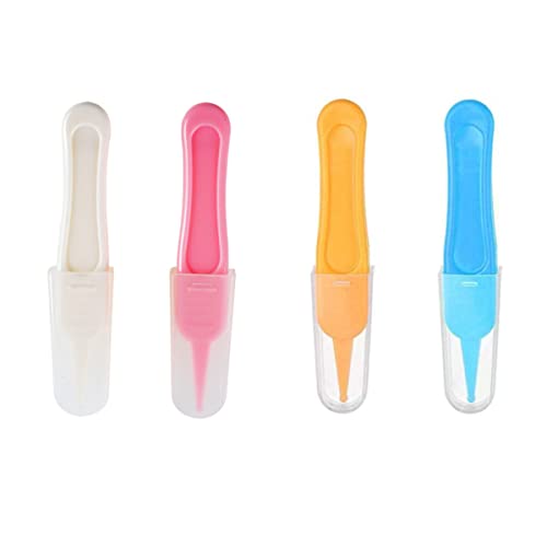 YIUIRUOI 4 Pieces of Baby Cleaning Tweezers with Round Plastic Tips Used for Cleaning Ear Canals, Nasal Passages, and Umbilical Dirt.