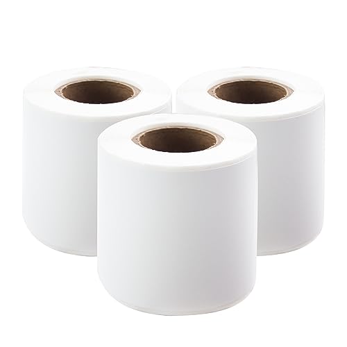 PUQU 50x60mm Direct Thermal Sticker Labels, Self-Adhesive All-Purpose Label Maker Tape, Compatible with AQ Series Label Printer, Refills Standard Laminated Office Labeling, 3 Rolls, 390 Labels