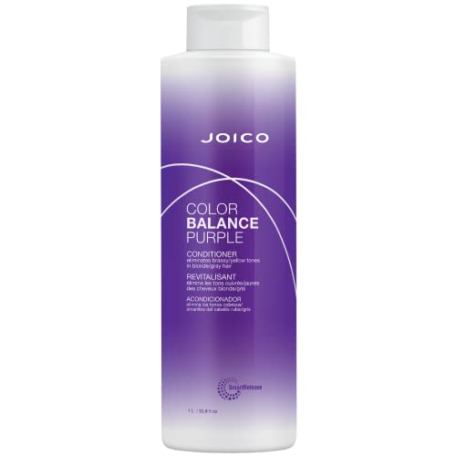 Joico Color Balance Purple Conditioner, For Cool Blonde, Gray Hair, Eliminates Brassy Yellow Tones, Boosts Vibrancy & Shine, UV Protection, With Rosehip Oil & Green Tea Extract