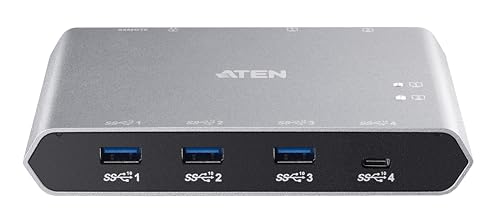 ATEN US3342 2-Port USB-C Gen 2 Sharing Switch with Power Pass-Through - USB 3.1 (Gen 2) Type C - External - 4 USB Port(s) - Mac, PC