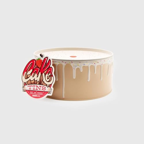 Suck UK Cake Tin Storage | Nestable Cake Storage Solution | Round Biscuit Tin | Cookie Jar Novelty | Metal Container with Airtight Lid | Cute Baking Accessories Kitchen Set | Round Stacking Boxes Set of 3 - Image 6