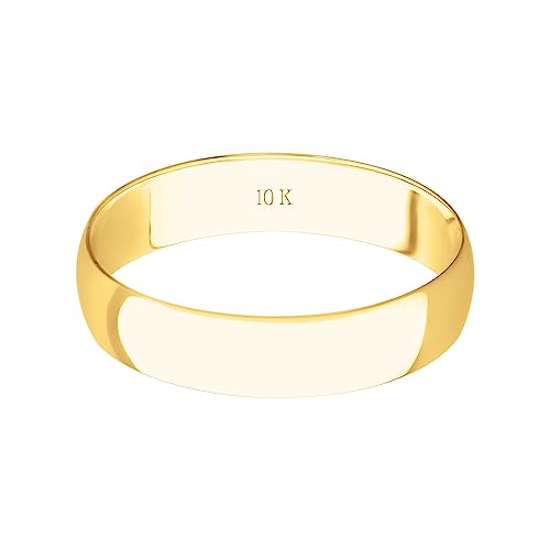 Brilliant Expressions Women's 10K Yellow Gold 4Mm Petite Classic Plain Wedding Band, Size 9 #TOP1