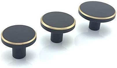 Black Solid Brass Cabinet Knobs Round Dresser Kitchen Furniture Drawer Pull Handles Hardware 10pack (28x20mm,10 Pack)