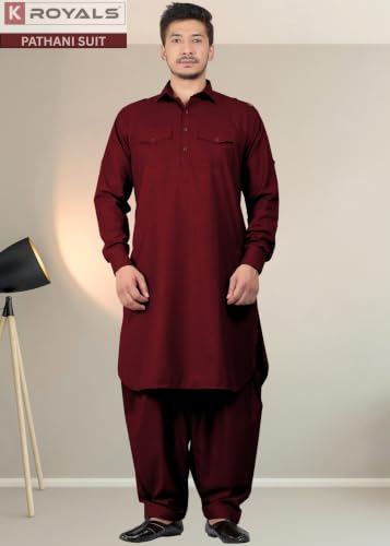 Image of K-ROYALS Full Pathani Suit for Mens /Cotton Blend Pathani kurta payjama set for mens