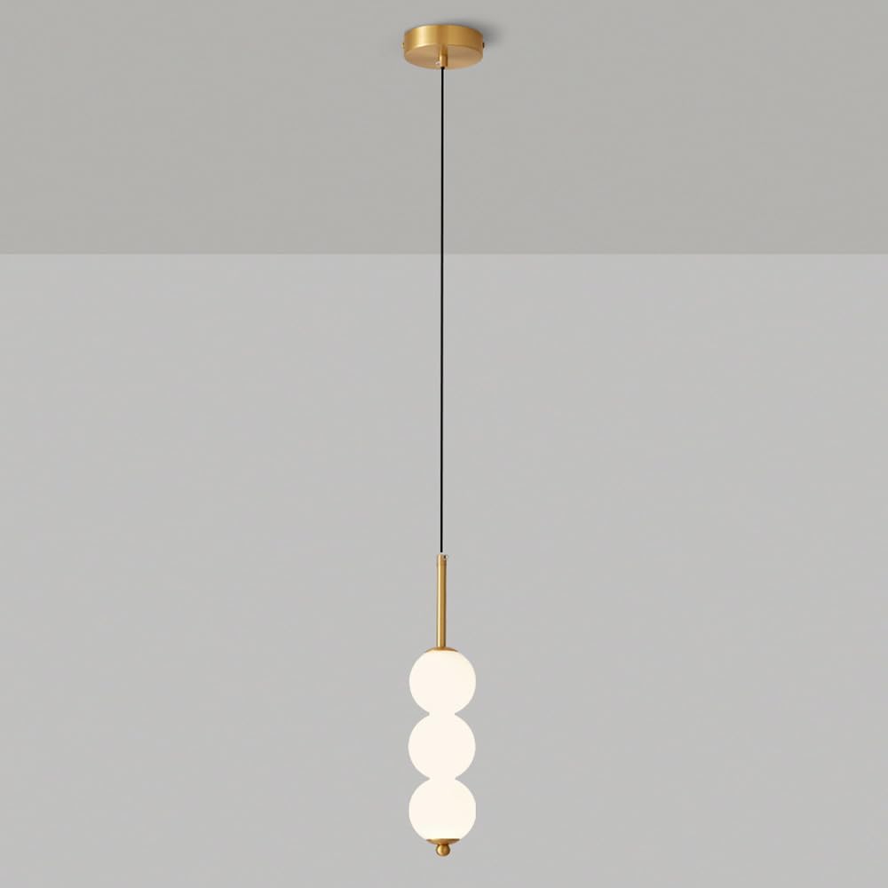 Granestner Modern Nordic Black Glass Globe Chaner, d Pendant Light for Kitchen Island, Foyer, Bedroom & Dining Room - Stylish Copper Bubble Ceiling Fixture (d 3 Light)