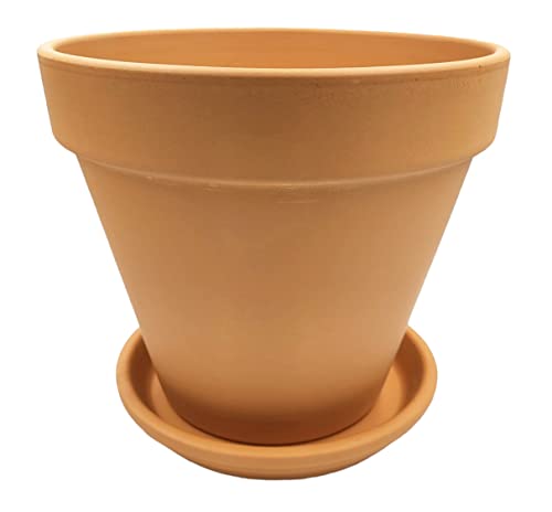 FRANCACOR Maceta Barro Lisa con Plato Incluido   Barro Natural   Varias Medidas   Eco (Maceta 23.5 * 20 + Plato 17)