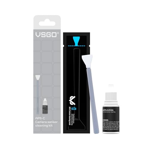 VSGO Kit de limpieza de sensor APS C, 6 toallitas para sensores y 10 ml de limpiador de sensor para cámaras DSLR Nikon Sony Canon