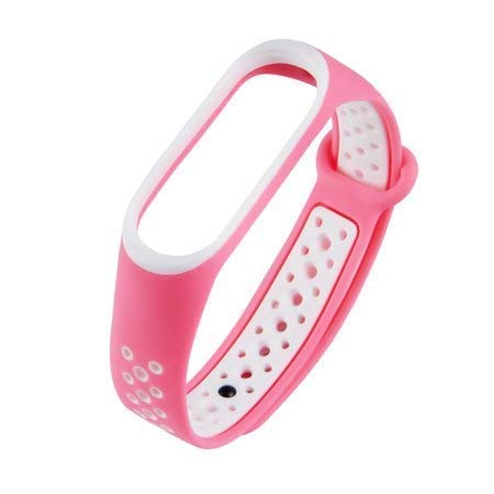 TechMount� Soft Silicone Sport Design Wristband Wrist Strap Compatible with Mi Smart Band 5 (Device Not Included) (Xiaomi Mi Band 5 & 6, Pink-White) (B09YYFVY8H) Amazon Price History, Amazon Price Tracker