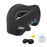 Neck Pillow Airplane, Memory Foam Travel Pillows for Long Flight, 3D Eye Masks, Ear Plugs and Portable Drawstring Bag, Napping Pillow for Home, Road Trips, Sleep Rest and Travel Use (Adult Regular)