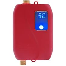 EcoSmart ECO 30 Electric Tankless Water Heater - 3000W, 110V, LED Display, Plug & Play, Under Sink, Kitchen Counter Sink Red