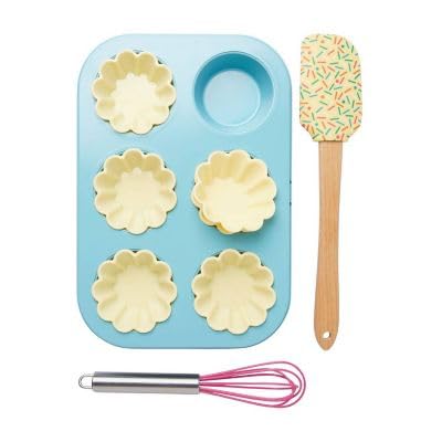 Lakeland Kids’ Cupcake 4 Piece Baking Set – Includes Tray Spatula Cases & Whisk Dishwasher Safe