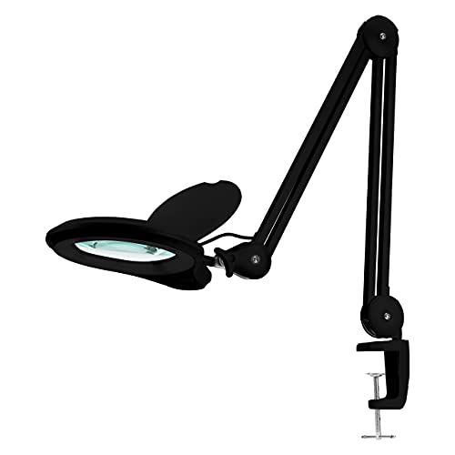 Neatfi Lampe loupe bifocale, 1200 lumens, lentille de 13cm, dimmable, bras réglable avec pince, 60 LED SMD, parfaite pour loisirs créatifs, lecture, bijoux,...