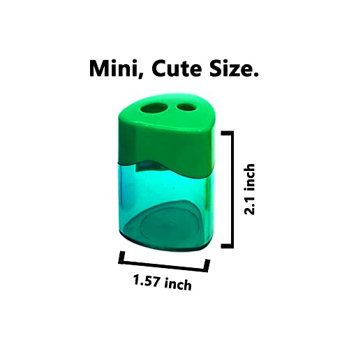 AUSTARK 24Pcs Pencil Sharpener Manual, Assorted Color Small Dual Hole Pencil Sharpeners Bulk with Lid for School Office Home (Triangle-24)