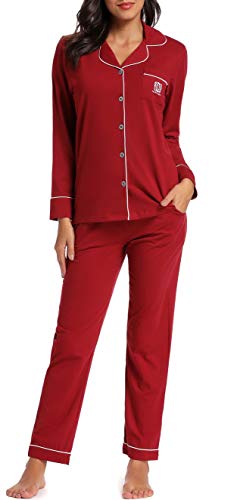 N NORA TWIPS Schlafanzug-Set, langärmelig, Nachtwäsche, weiche Schlafanzüge, Größe XS - XXL Gr. X-Large, weinrot Cover