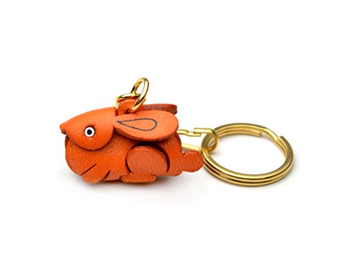 Rabbit Animal Chinese Zodiac 3D Leather Keychain(L) Vanca Craft-Collectible Keyring Charm Pendant Made In Japan #TOP22
