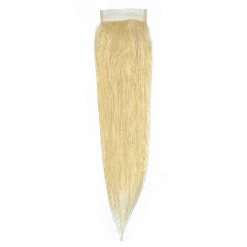 Suttie 613 14" Platinum Blonde Straight Real Hair Human Hair 4" x 4" Closure 6ZC14