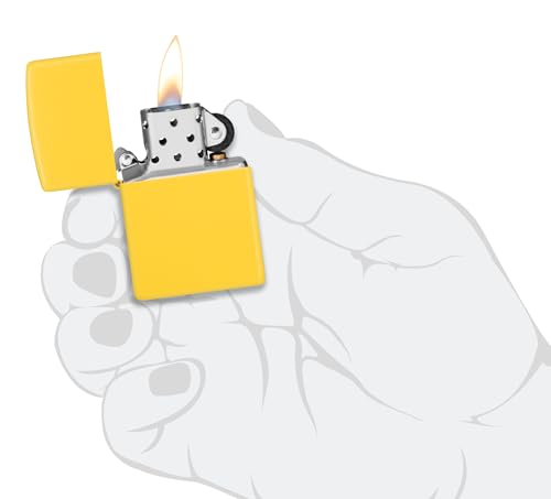 Image of Zippo 46019 Reg Sunflower Yellow Matte Model Windproof Pocket Fuel Refillable Lighter, BIS Certified