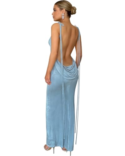 fancy backless dress MINGSEECESS Women's Sexy Cowl Neck Backless Maxi Dress Satin Elegant Flowers Long Dresses Evening Cocktail Party Gown at Amazon Women's Clothing store