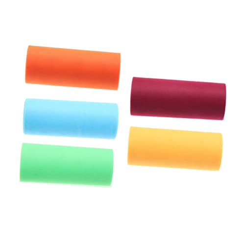 ULDIGI 5pcs Roll Poly Mesh Ribbon Tulle Fabric for Tutu Wedding Decoration Party Ribbon Reels Lace Ribbon Tutu Making Wedding Ceremony Decorations Lace Fabric Glitter Tulle Fabric