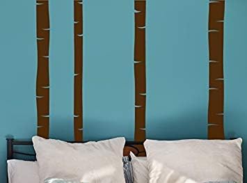 Beautiful Chocolate Brown Birch Tree Vinyl Wall Decal Pack - 92" Tall
